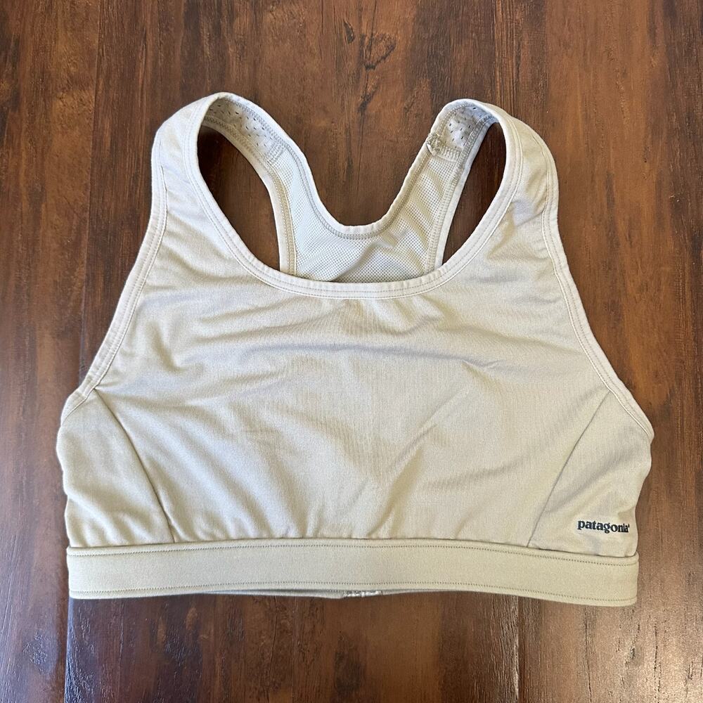 PATAGONIA Sports Bra Beige Capilene Racerback Gym Yoga Performance